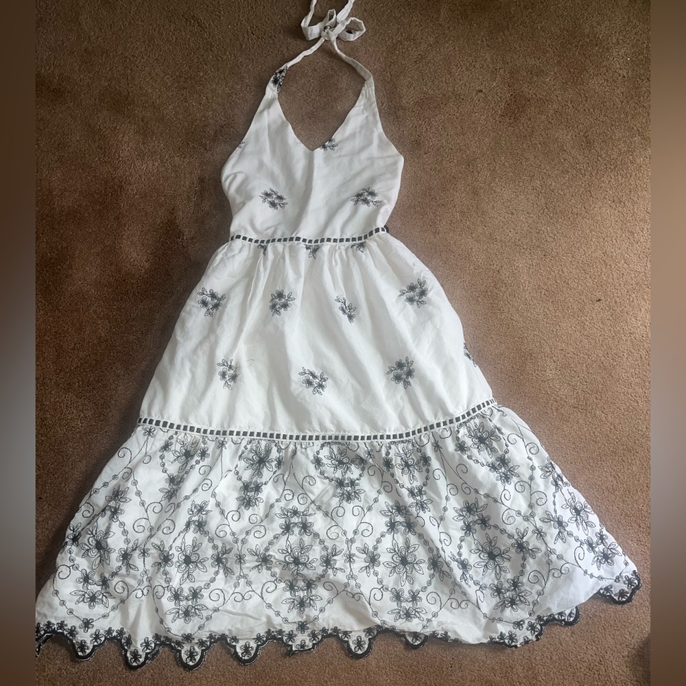 Rare Editions White and Black Halter Dress girls sz 8